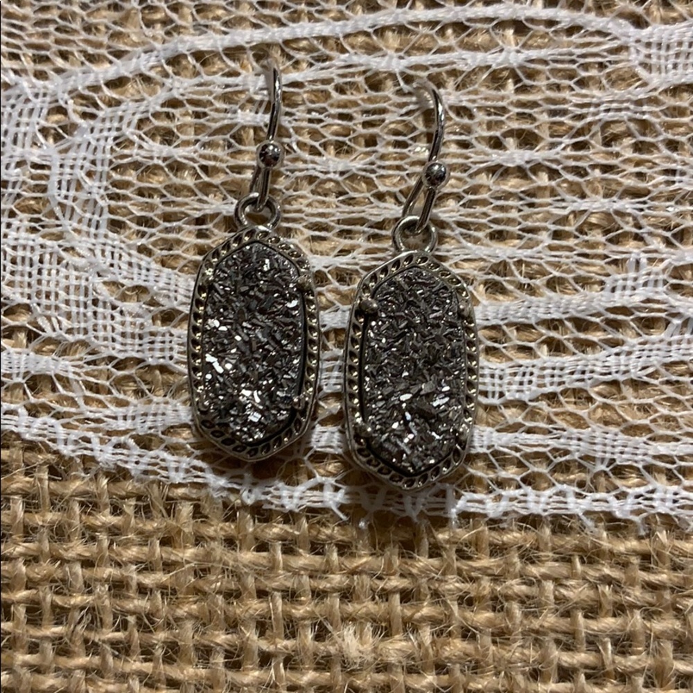 Kendra Scott Lee Silver Drop Earrings Drusy